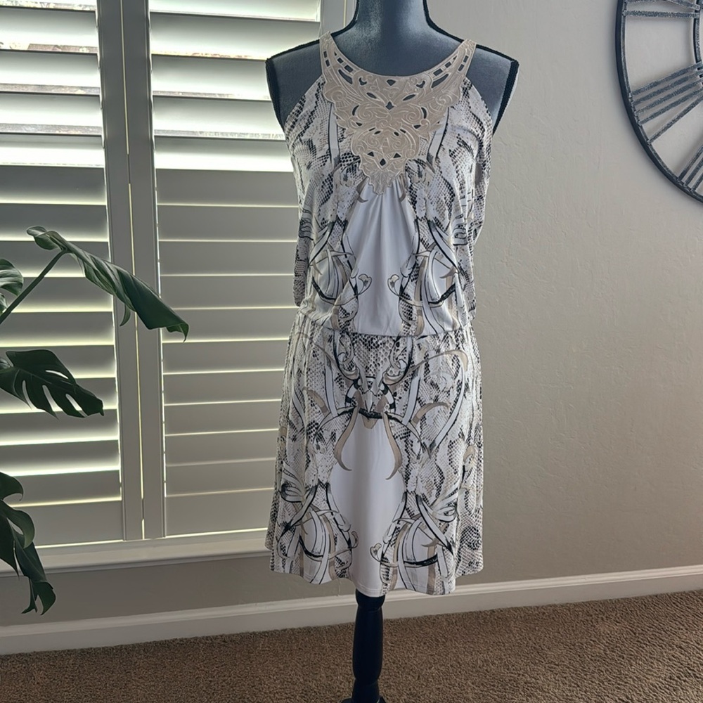 White House Black Market lined above knee dress, elasticized waist